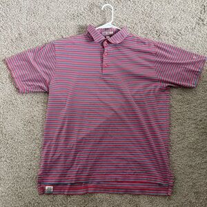 Peter Millar Red and Blue Striped Cotton Polo Shirt